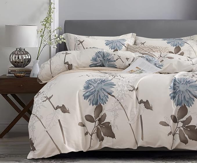 SLEEPBELLA Duvet Cover King, 600 Thread Count Cotton Botanical Flowers Pattern by SLEEPBELLA