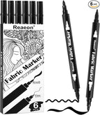 Reaeon Black Fabric Markers, Dual Tip Fabric Paint Markers, Permanent Fabric by Reaeon