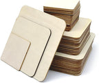 48 Piece Unfinished Blank Wood Sheets, 3 Different Size Wood Square Slices by SPKESE