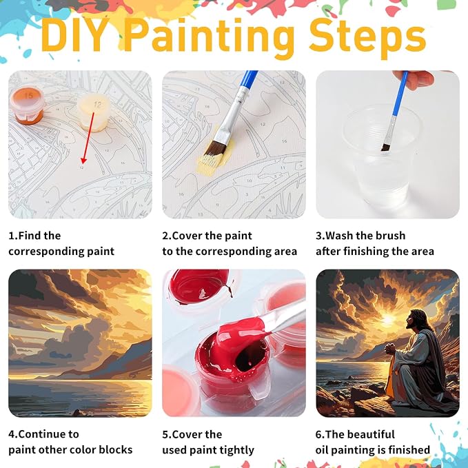 Paint by Numbers Kit for Adults, Jesus Paint by Numbers Kit for Adults Beginners - Image 9
