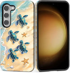 for Samsung Galaxy S23 Case, Sea Turtle Beach Pattern Glossy 2 in 1 Shockproof by Teonvpu
