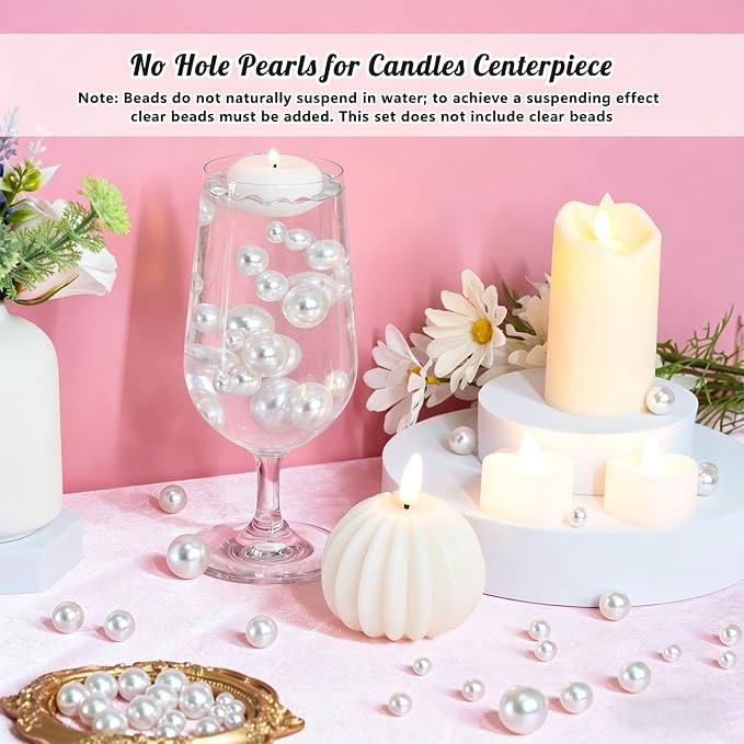 160PCS 16mm Pearls for Crafting, Artificial Pearl Beads for Vase Filler - Image 5