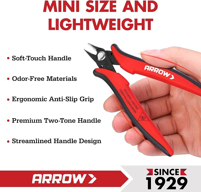 ARROW Micro Wire Cutters, Side & Diagonal Flush Cut Pliers - Image 4