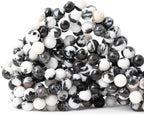 45PCS 8mm Natural Black White Zebra Jasper Gemstone Round Loose Beads Crystal by CHEAVIAN
