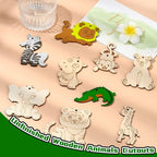 45 pcs 9 Styles Animal Theme Unfinished Wood Cutout Charms Elephant Lion - Image 5