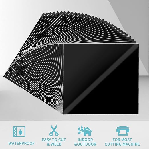 Adhesive Vinyl Sheets-Glossy Black Permanent Vinyl 30 Pack, 12” x 12” - Image 2