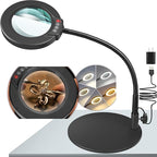 10X Magnifying Glass with Light and Stand, 16.5in Flexible Goose-Neck, 5 Color by KRSTLV