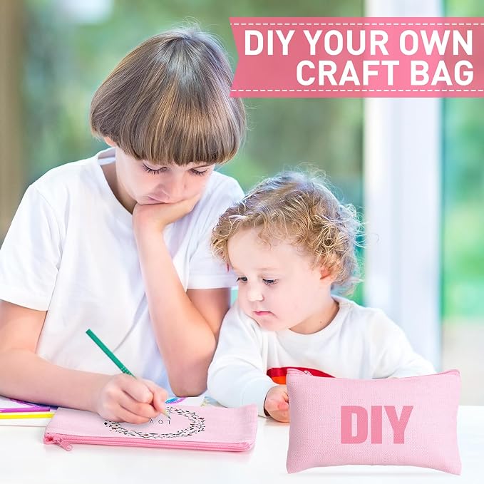 Reginary 80 Pack Canvas Zipper Makeup Bags Bulk Pencil Pouches Blank DIY Craft - Image 4