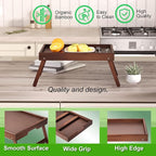 Fibogollo 4 Pack Bamboo Bed Tray Table - Image 4