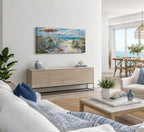LRTNMTJ Coastal Bicycle Canvas Wall Art Beach Scene Oil Painting Print Summer - Image 9