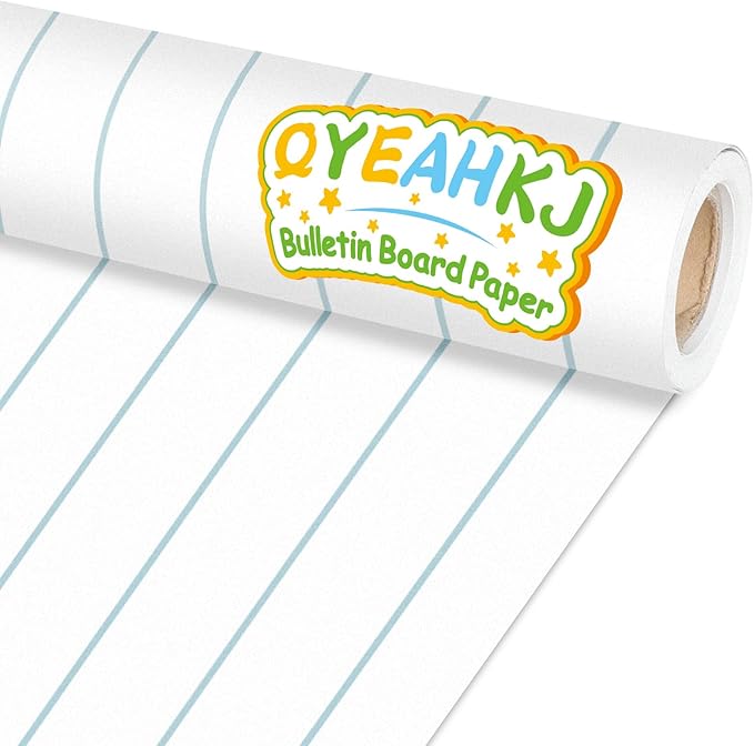 Qyeahkj Composition Bulletin Board Paper Roll Notebook Blue Lined Bulletin by Qyeahkj
