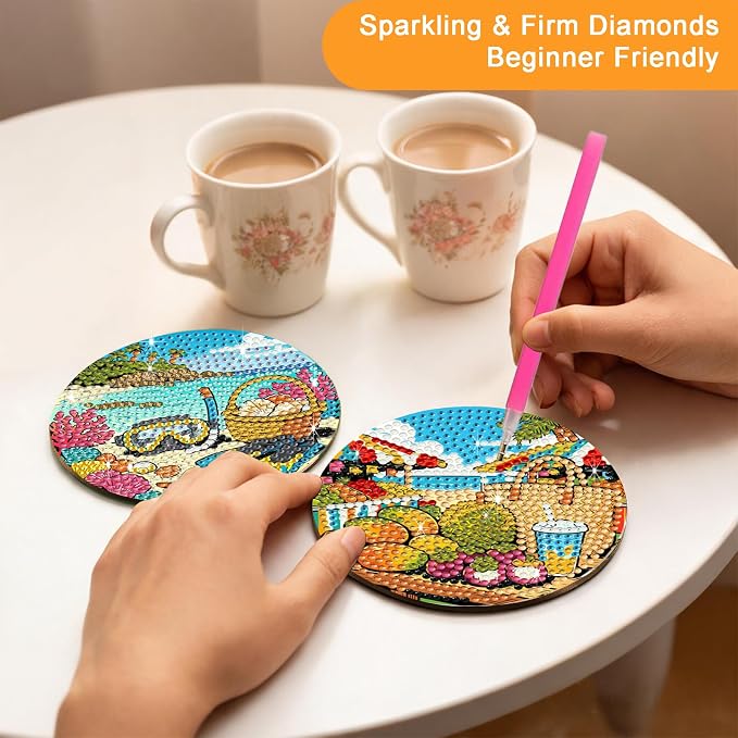 8-Pack Diamond Art Coaster Kit - Image 4