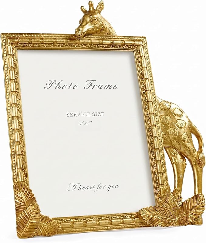 Cuspin 5x7 Gold Picture Frame, Ornate Vintage Resin Frames Decorative Giraffe by Cuspin