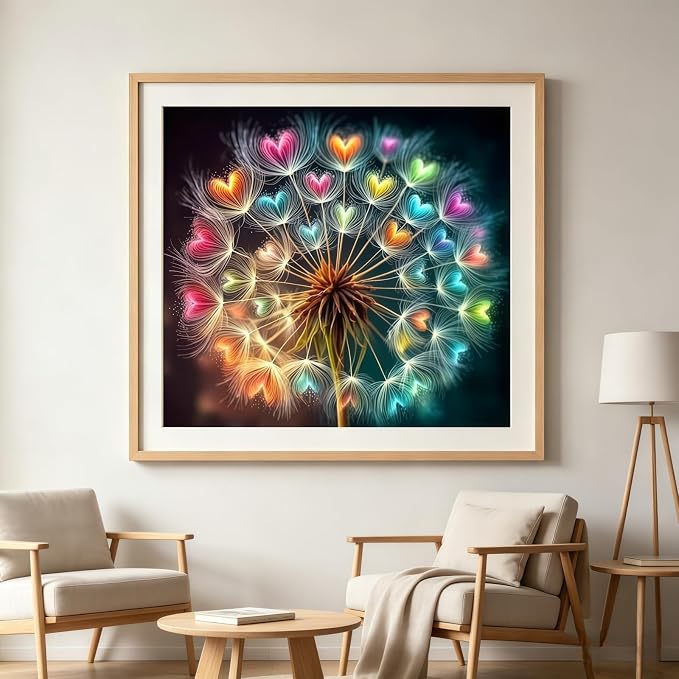 BYGFHLYW Rainbow Heart Dandelion Diamond Painting Kit - Image 2