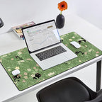 Green Desk Mat XL Cat Cute Plant Cool Desk Pad Keyboard Mat Kawaii Black Cat - Image 3