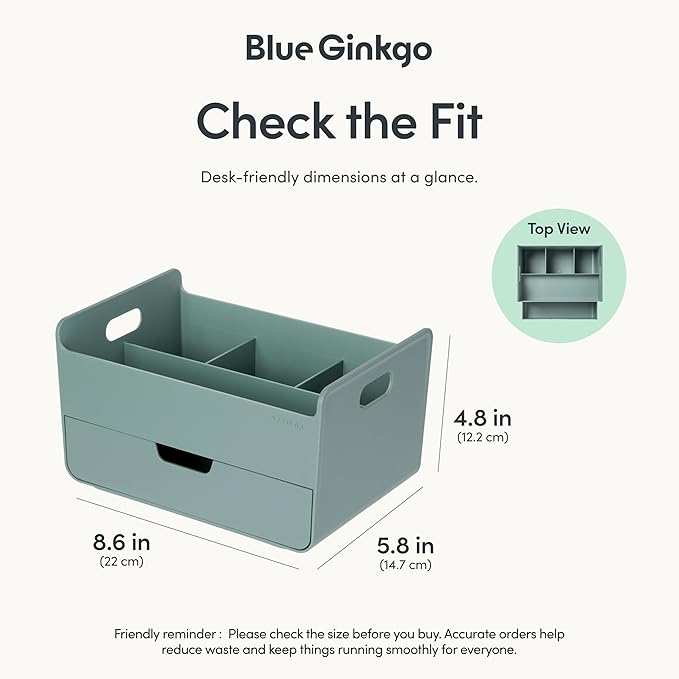 BLUE GINKGO Portable Desk Organizer – Compact 3 Compartment, Half-drawer - Image 3