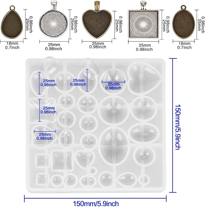HOMEIDOL Resin Jewelry Molds Pendant Trays Making Kit - Image 2