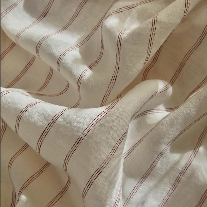mixinni Striped Duvet Cover Set King Size, 3 Piece Cotton Linen Blend Bedding - Image 6