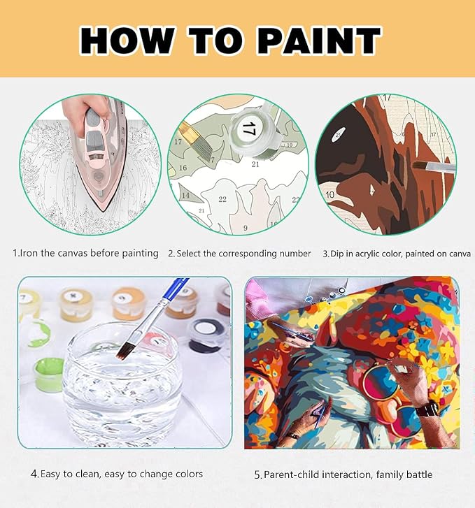 Meothan Paint by Numbers Kit for Adults Beginner 16X16 inch | Gnome Adult Paint - Image 6