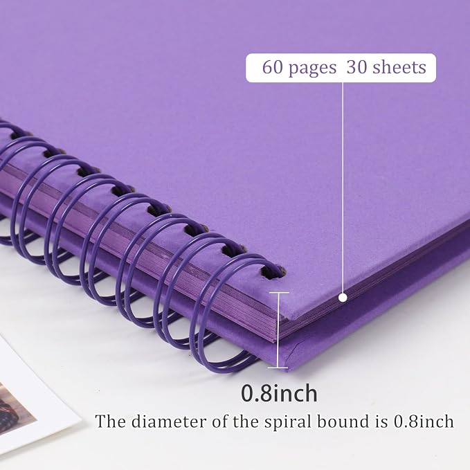 RECUTMS 8x8 Inch Scrapbook DIY Photo Album 60 Page Journal Book Dark Purple | - Image 4