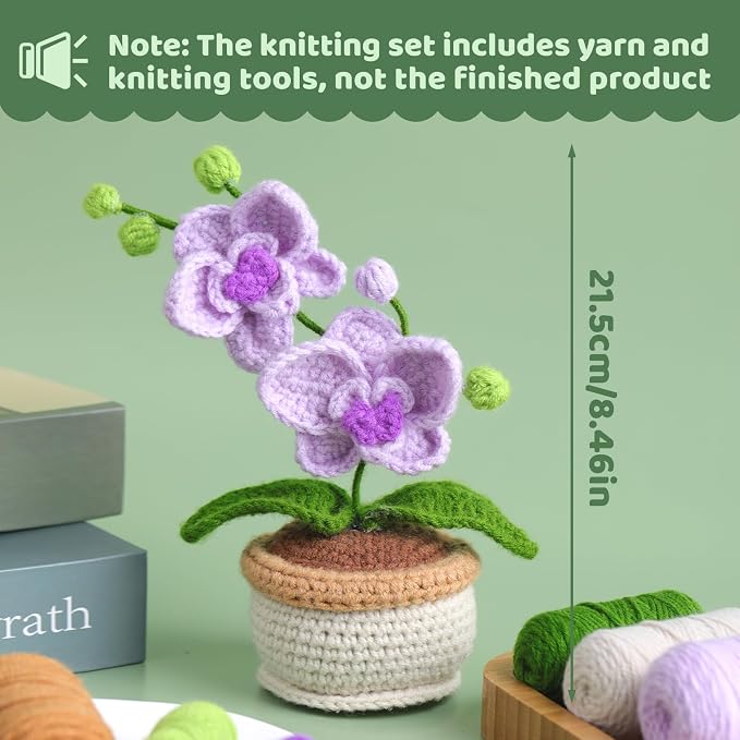 kgxulr Crochet Kit for Beginners, Butterfly Orchid Crochet Kit Beginner Crochet - Image 3