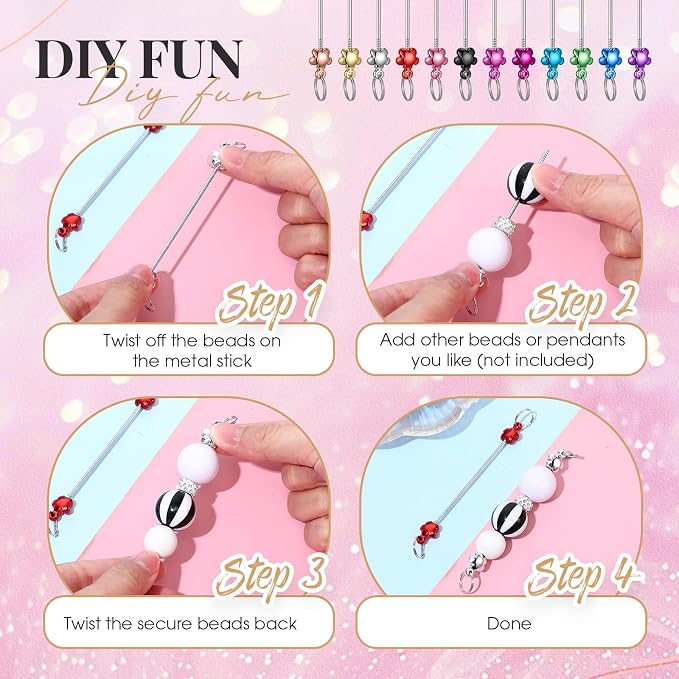 Tondiamo 24 Pcs Beadable Keychain Bars Bulk Blank DIY Metal Beaded Keychain - Image 5