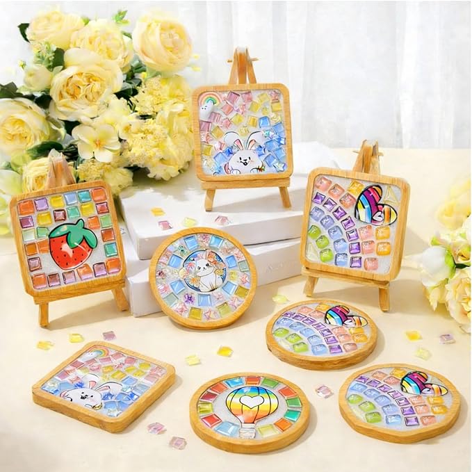 GHAHILI 3 Sets DIY Mosaic Kits for Adults Women Glass Mosaic Tiles for Crafts - Image 2