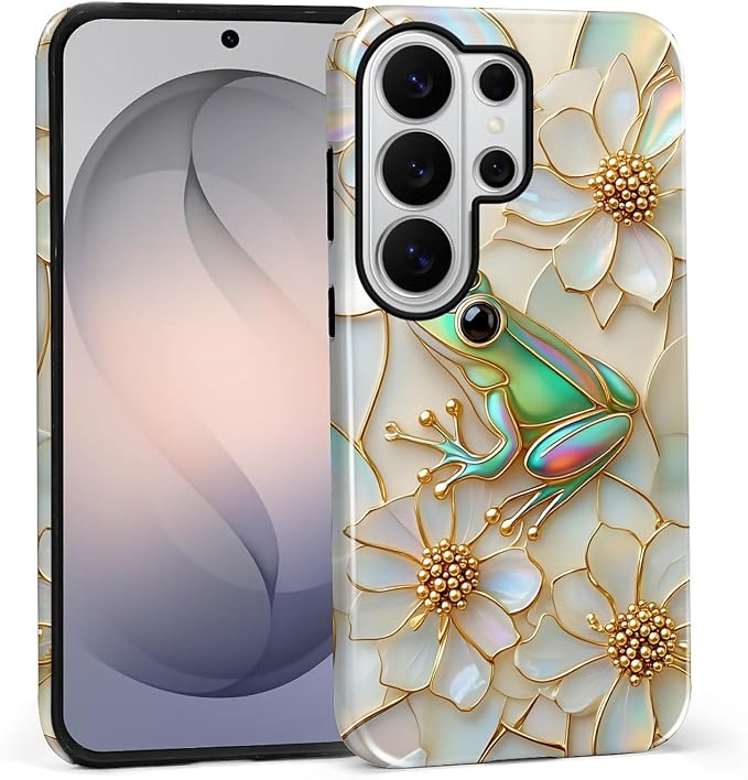 for Samsung Galaxy S26 Ultra Case, Stained Glass Frog Flowers Pattern Glossy 2 by Teonvpu