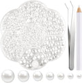 NACHLYNN 6480 Pcs Flat Back Pearls 7 Sizes Half Pearl Bead White Flat Pearls by Createyourownlifestory