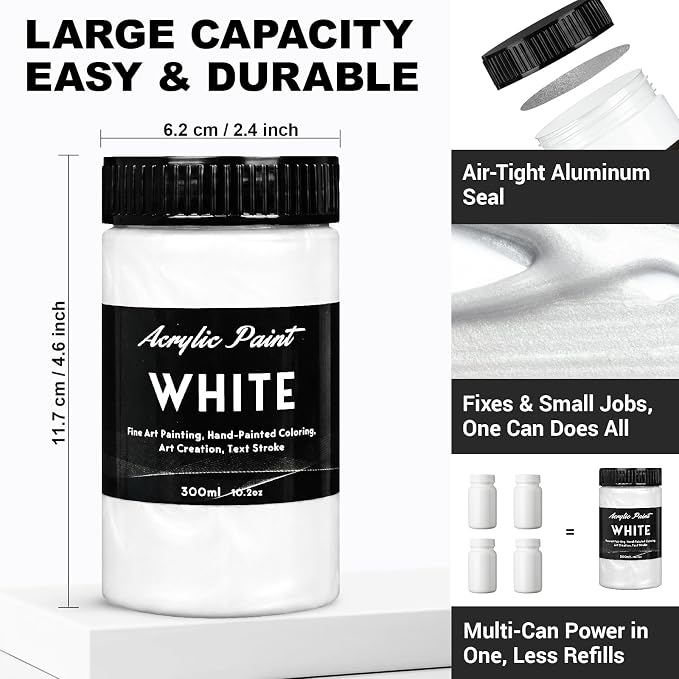 Pearlescent Acrylic Paint, 300ml/10.2oz Non Toxic Waterproof Metallic Pearl - Image 3