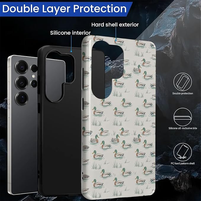 for Samsung Galaxy S25 Ultra Case, Cute Duck Pattern Glossy 2 in 1 Shockproof - Image 3