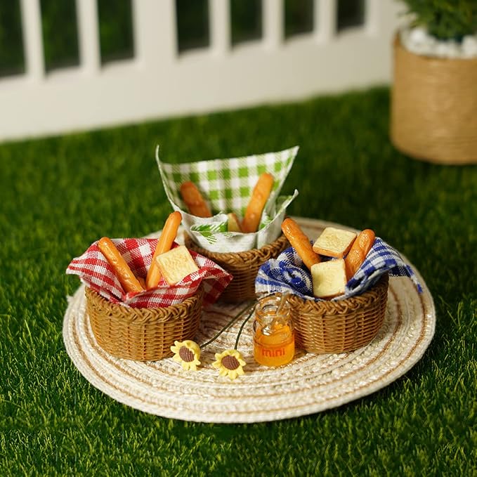 Miniature Food Dollhouse Accessories Garden Decor 1:12 Scale Bread Honey Picnic - Image 3