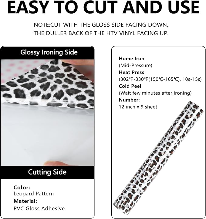 FUNKAKA Leopard Print Heat Transfer Vinyl HTV Rolls - Image 2