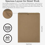 Fuxi Toned Tan Sketchbook 9x12-60 Sheet Acid Free Toned Paper, Professional - Image 2