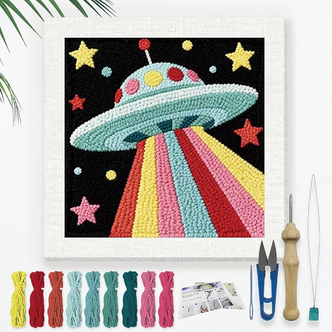 Doodlream Space UFO Needle Kit for Beginner, 9.4"x 9.4" Rainbow Beam Punch by Doodlream