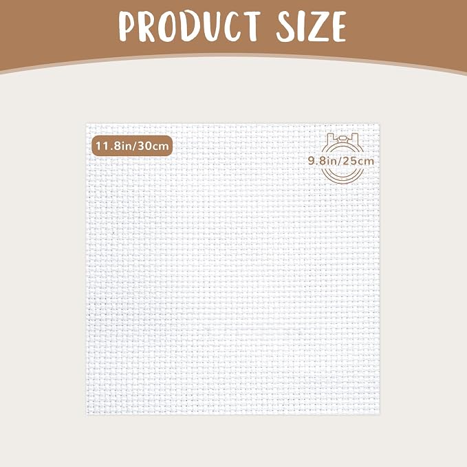 10 PCS White Aida Cloth 14 Count Cross Stitch Fabric | Pre-Cut Squares Fabric - Image 2