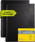 CONDA 9"x12" Sketch Book Set, 2 Pack, 120 Sheets, Spiral Bound Marker Pad by CONDA