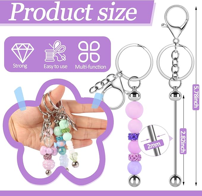 Beadable Keychain Bars Creative Customized Keychain Making Kit - Image 2