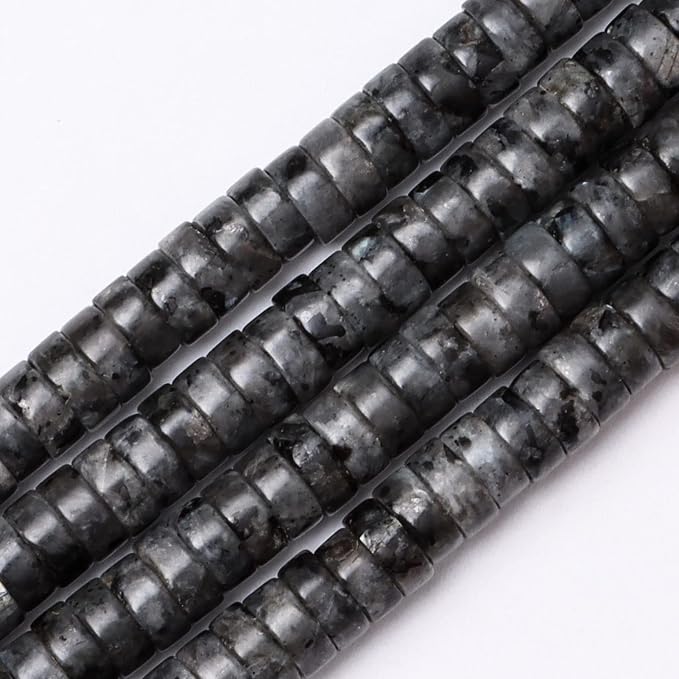 Natural Stone Heishi Beads for Necklace Making, 4 mm x 6 mm Small Flat Round by YUGDRUZY