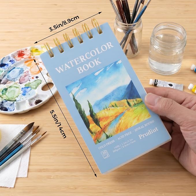 35 Sheets Watercolor Paper Pad 3.5x5.5 Inch, 140 lb/300 GSM Cold Press Water - Image 2