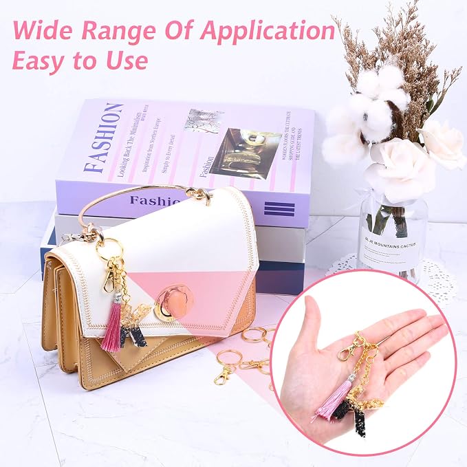 Gold Keychain Rings for Craft, Paxcoo 100pcs Keychain Hardware Kit Includes - Image 7
