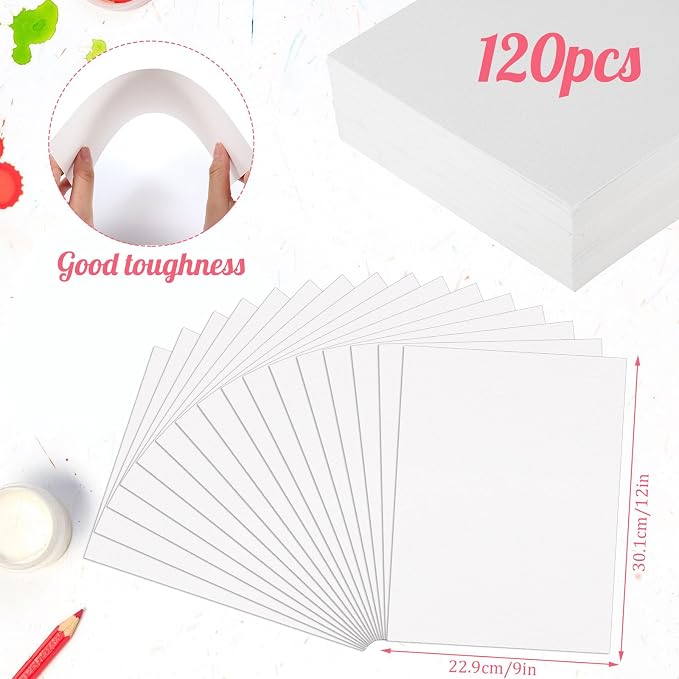 120 Sheets Watercolor Paper 9 x 12, 140 lb/300 GSM Cold Press Watercolor Paper - Image 2