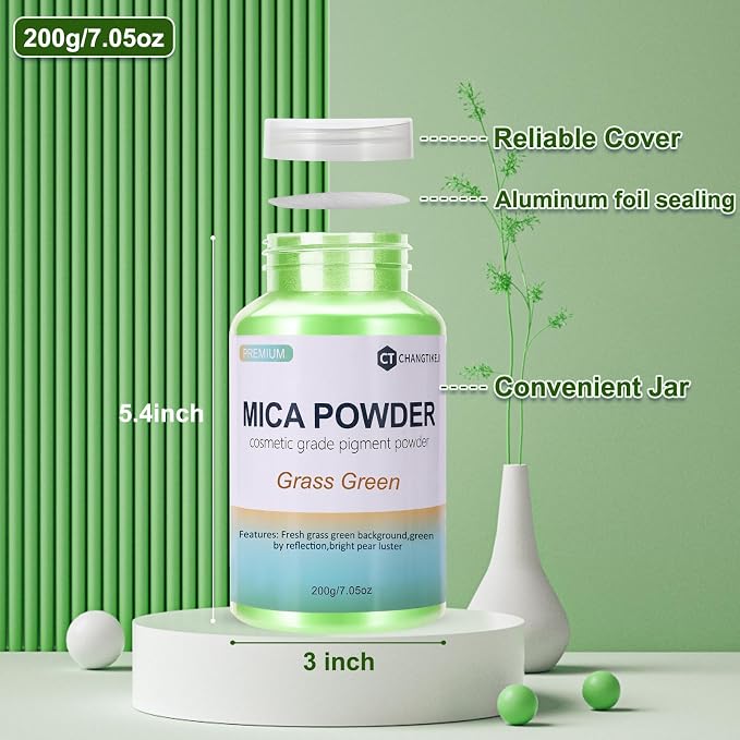 Mica Powder, 7.05OZ（200g）, Grass Green Mica Powder Pigment - Image 3