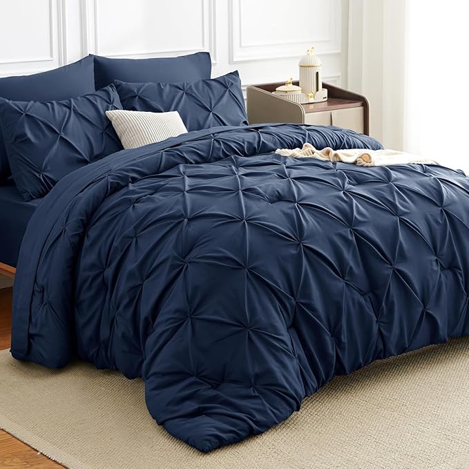 CozyLux California King Comforter Set Navy Blue - Image 4