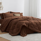 Love's cabin California King Comforter Set Brown, 7 Pieces California King Bed by Lovescabin
