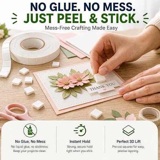 Double Sided Foam Tape, 10 FT Pre-Cut EVA Foam Tape, Approx. 230 Larger Foam - Image 6