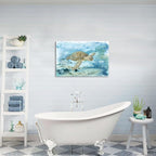 Sea Turtle Bathroom Wall Decor Modern Ocean Theme Nautical Painting Watercolor - Image 4