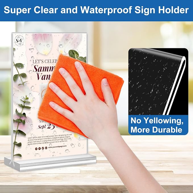 Acrylic Sign Holder 4x6, 20 Pack Clear Table Vertical Double Sided Table Menu - Image 5