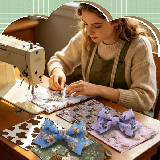 Tudomro 16 Pcs 10 x 10 Inch Highland Cow Quilting Fabric Square Cow Precuts - Image 6