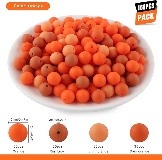 160Pcs Silicone Beads 12mm Mix Color, Bulk Silicone Beads 12mm - Image 2